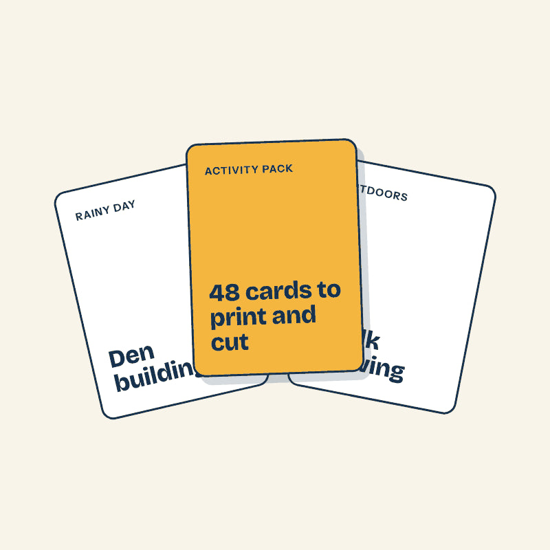 Three printable activity cards from the Activity Pack, which has 48 cards