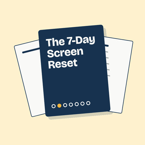 The 7-Day Screen Reset plan cover with two printable pages behind it